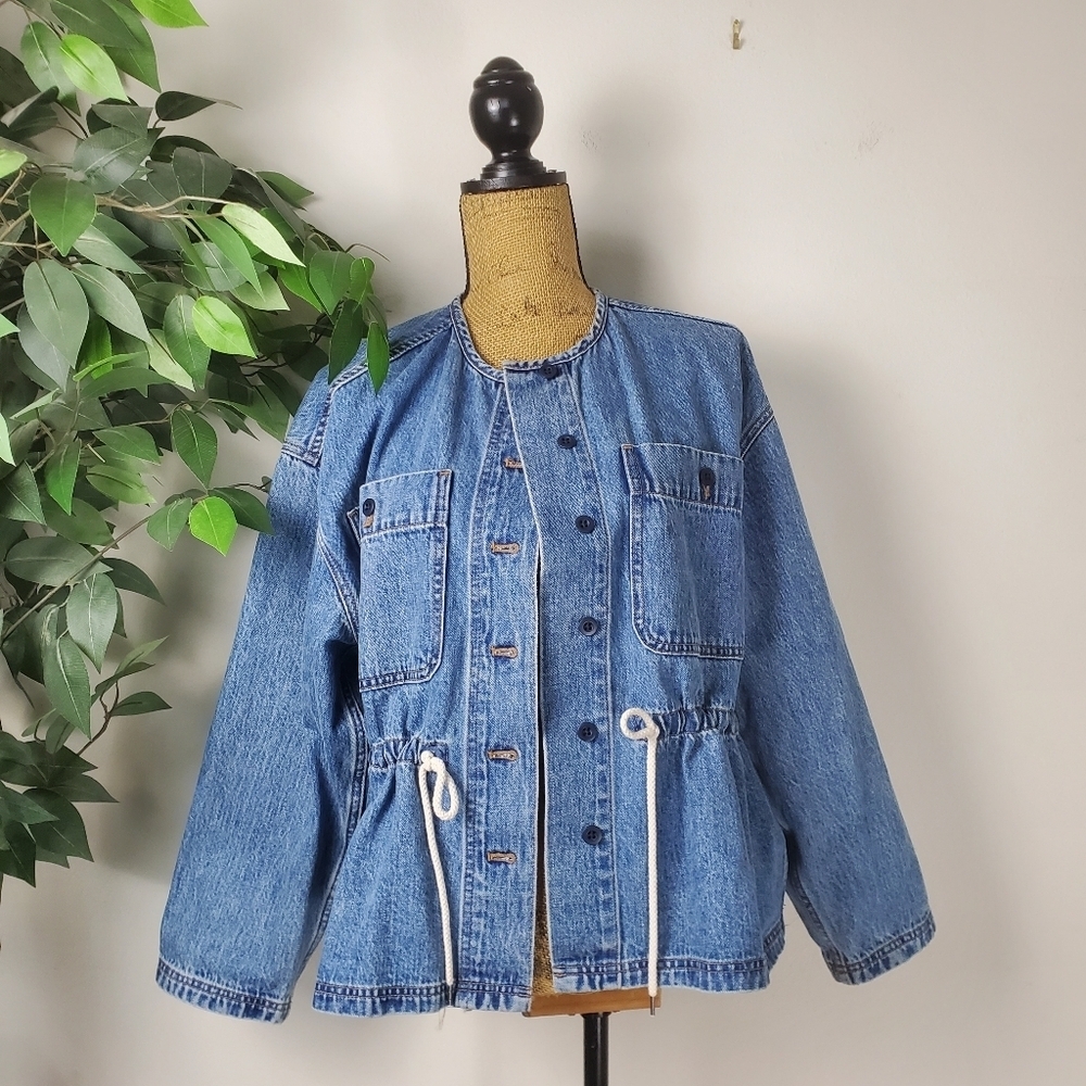 Madewell Denim Claremont Drawstring Jacket Saybrook Wash Medium - Picture 2 of 13